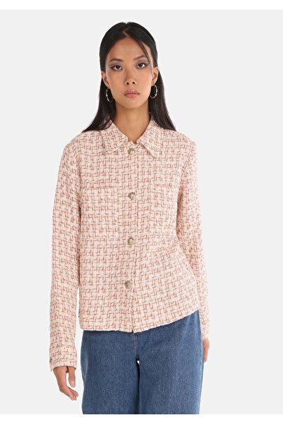 Colin's قميص نسائي بقصة عادية ورقبة مستقيمة وأكمام طويلة باللون البني