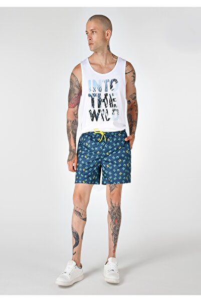 Colin's Slim Fit Astarlı Baskılı Erkek Lacivert Deniz Şortu