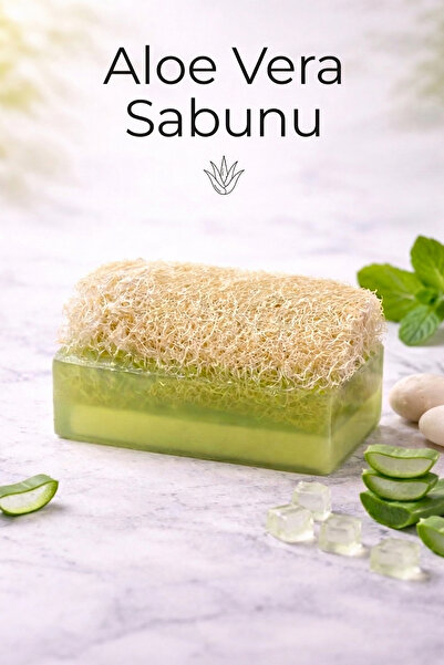 bermark El Yapımı Doğal Kabak Lifli Gliserinli Aloe Vera Sabunu 1 Adet 110 Gr