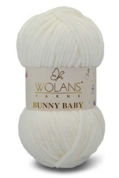 WOLANS 471 نموذج أوف وايت سوفت فيلفيت باني حبل حياكة للأطفال - سلسلة ألعاب ناعمة