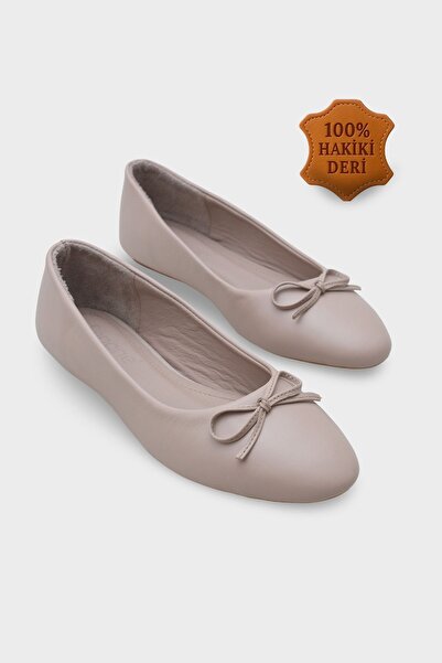 Capone Outfitters Nerzfarbene Damen-Ballerinas aus echtem Leder mit Schleife ...