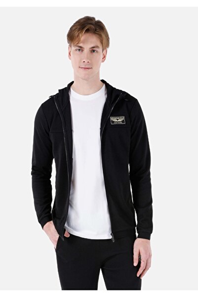 Colin's Slim Fit Hooded Men's Black Jacket