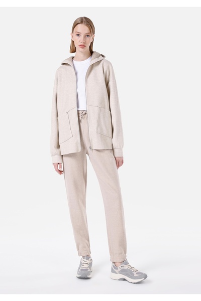 Colin's Regular Fit Orta Bel Düz Cepli Kadın Bej Eşofman Altı
