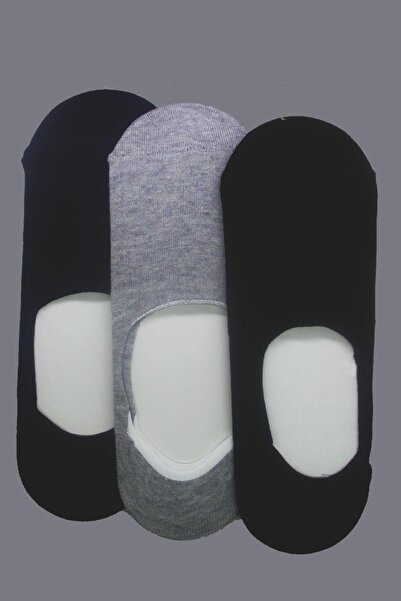 TENA Ανδρικές κάλτσες μπαλαρίνας σιλικόνης σε γκρι-μαύρο-ναυτικό μπλε, 3 τεμα...