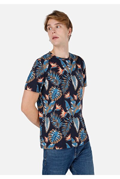 Colin's Регулярний крій, круглий виріз, бавовняний принт, чоловічий темно-син...