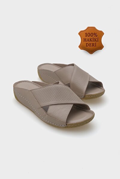 Capone Outfitters Γυναικείες παντόφλες Nissa Cross Banded Leather Comfort Ανα...