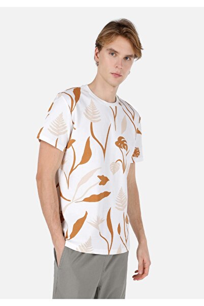 Colin's Tricou cu mânecă scurtă pentru bărbați, alb, imprimat cu decolteu nor...
