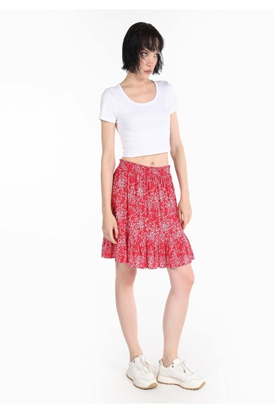 Colin's Mini Skirt Floral Women's Red Skirt