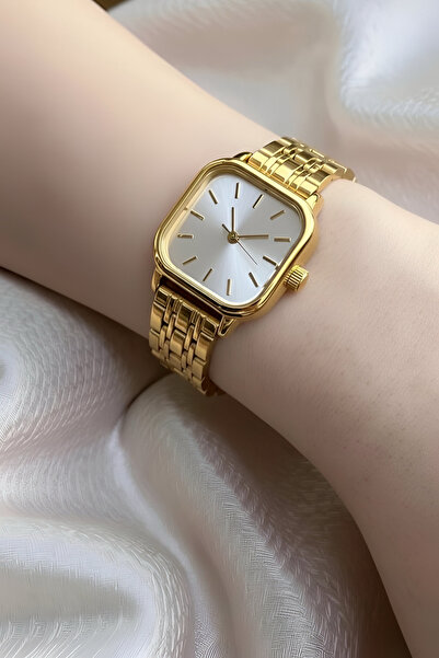 LONES TIME Kadın Kare Gold Kol Saati Metal Kordon