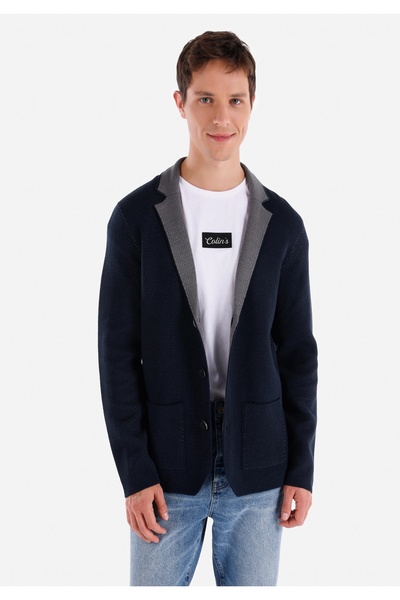 Colin's Slim Fit Men's Navy Blue Knitwear Cardigan