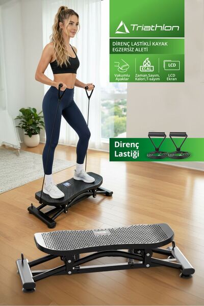 Triathlon T‑233 Kayak Egzersiz Aleti | LCD Ekran | Vakumlu Ayaklar | Direnç L...