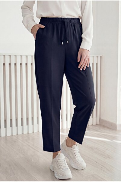 Asian Carrot Leg Trousers-MT1444 Navy