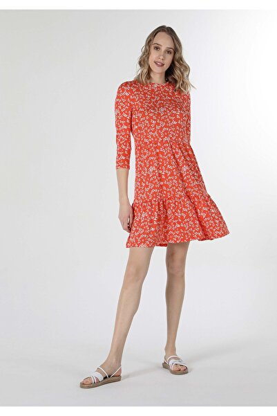 Colin's Γυναικείο φόρεμα με πορτοκαλί φλοράλ εμπριμέ κανονικό κόψιμο - Cl 105...