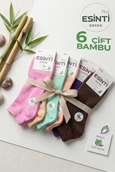 Esinti 6 perechi fără cusături , șosete de damă din bambus, colorate, lavabil...