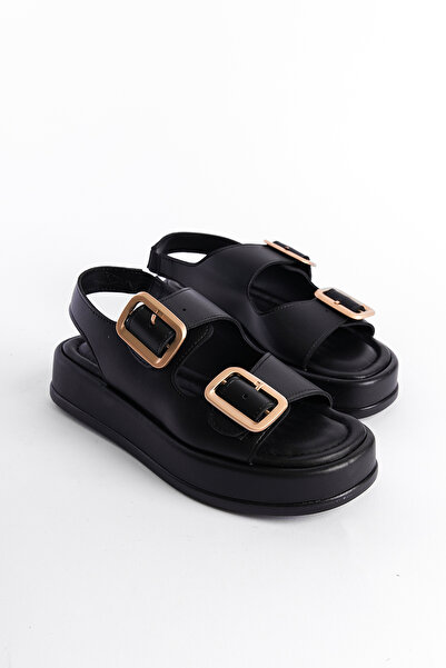 Capone Outfitters Damensandalen mit Keilabsatz und doppelter Riemenschnalle