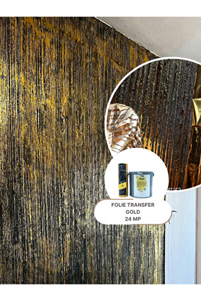 Ferrara Design Folie de transfer aurie 24 mp lamina + 2,5 litri lipici specia...