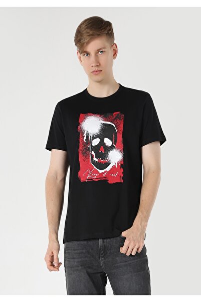 Colin's Ανδρικό μαύρο κοντομάνικο μπλουζάκι με κανονική εφαρμογή με στρογγυλή...