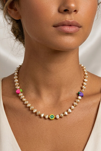 PETEK AKSESUAR Barok Inci Meyve Figürlü Kolye