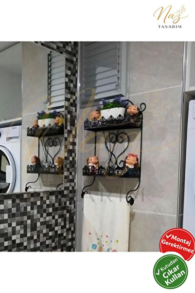 Ferforje Naz tasarım Naz Tasarım Ferforje Banyo & Mutfak Rafı Siyah