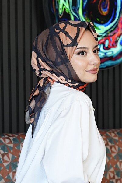 AFVENTE Eșarfă din bumbac portocaliu cu model ramificat