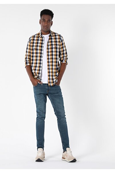 Colin's Мъжка риза с тясна кройка и дълъг ръкав в жълто