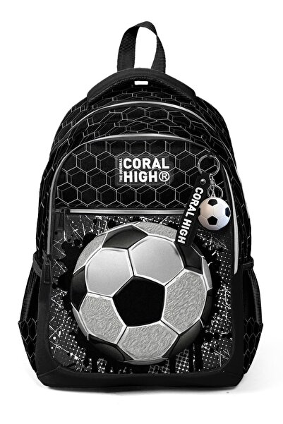 Coral High Παιδικό σχολικό σακίδιο πλάτης με μοτίβο ποδοσφαίρου και τρία διαμ...