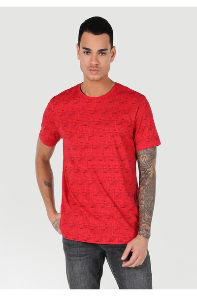 Colin's Regular Fit Round Neck Printed Men's Red Short Sleeve T-Shirt