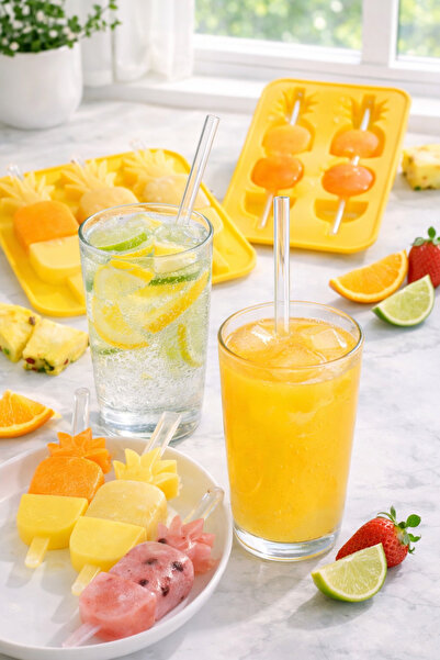 Tohana Silikon Ananas Figürlü Pipetli Buz Kalıbı