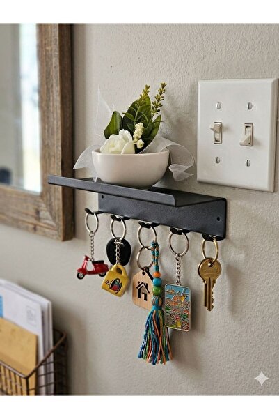 Rustic Edge TEK RAFLI ANAHTARLIK METAL MALZEME KAPI YANI DEKORATİF ANAHTAR AS...