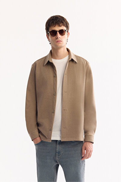 Avva Men's Mink Classic Collar Rayon Blend Comfort Fit Shirt Jacket A52Y2043