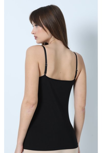 Cotpark Women's Cotton Lycra Lace Detailed Thin Strap Stylish Athlete Top - Black 3058