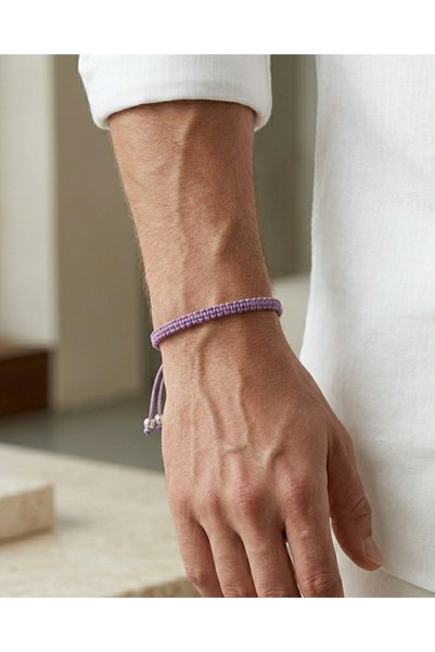 TREND Knitted Lilac Macrame String Surfer Bracelet, Handmade, Water Resistant, Adjustable Bracelet