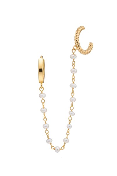 LİNYA JEWELLERY İkili İncili Kıkırdak Küpe