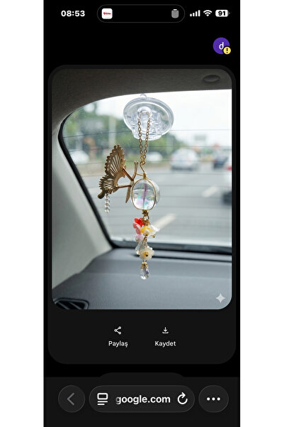 Araç Balkon Aksesuar Büyük Boncuklu Hediyelik Kristal Araba Aksesuarı Ayna Sü...