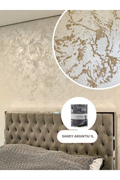 Ferrara Design Vopsea decorativa perlata Sandy Ferrara Design, argintiu cu te...