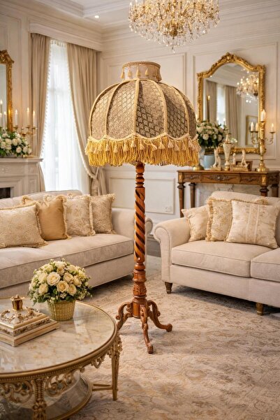 artsondekorasyon Özel El Oyması Ayaklı, Tamamı El Işçiliği Lambader (195CM), ...