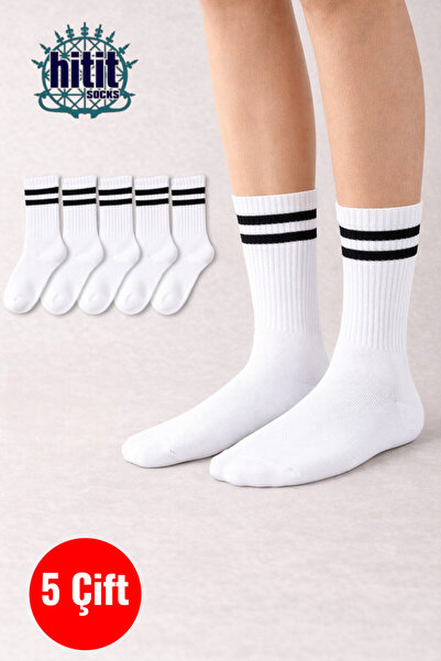 Hitit Socks Unisex 5 perechi de bumbac de calitate premium șosetă cu dungi