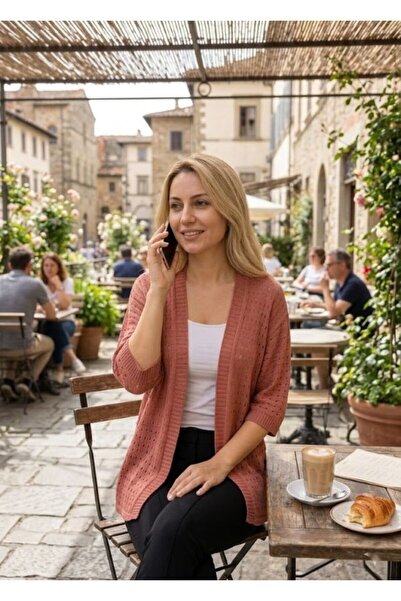 URUMDAY Knitwear Perforated Buttonless Sizeless Cardigan