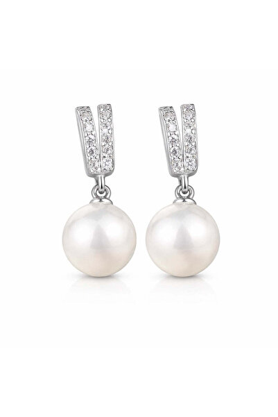 Pursehuit Cercei de culoare argintie, cu pietre de zirconiu și perlă, Inis C13