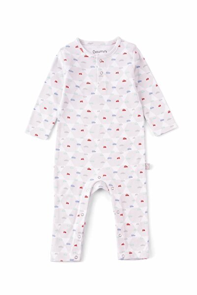 Boumini Gray Long Sleeve Baby Romper with Snap Fasteners - Cars