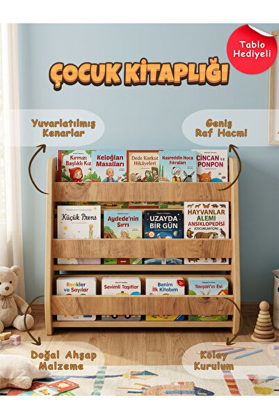 Wooden Factory Montessori Ahşap Yer Kitaplığı 50x50 Kitaplık