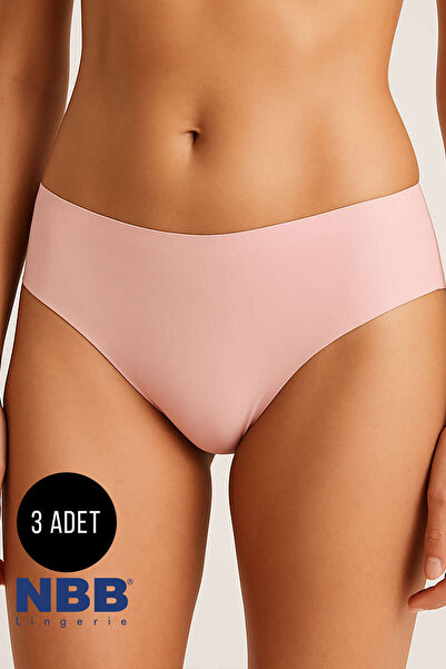 NBB سروال داخلي أساسي من جلد المنك الأسود مكون من 3 قطع مصنوع بتقنية الليزر ل...