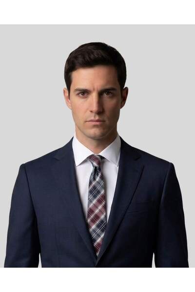 1001 Kravat ربطة عنق رفيعة بعرض 7 سم بنمط منقوش باللون الأحمر الداكن والأزرق ...