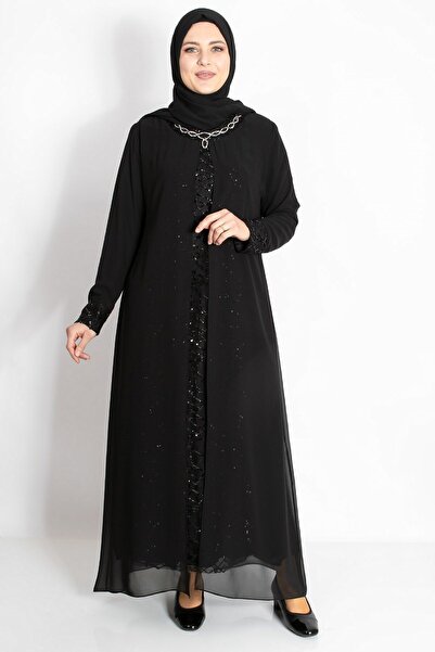 SUBU TASARIM Βραδινό φόρεμα με παγιέτες μαύρο - TBS2218