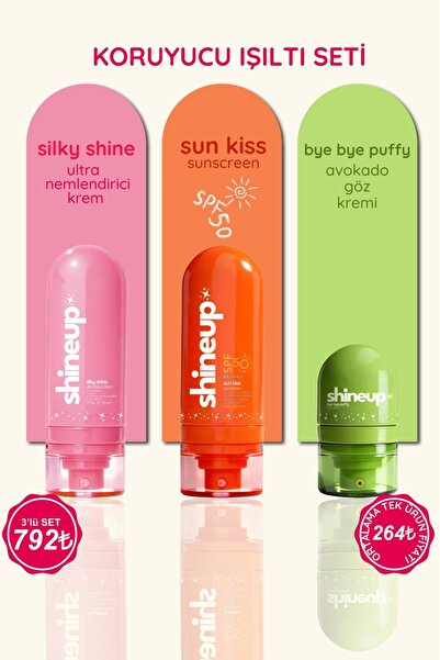 shineup Koruyucu Işıltı Seti (Nemlendirici Yüz Kremi, Güneş Koruyucu Krem SPF...