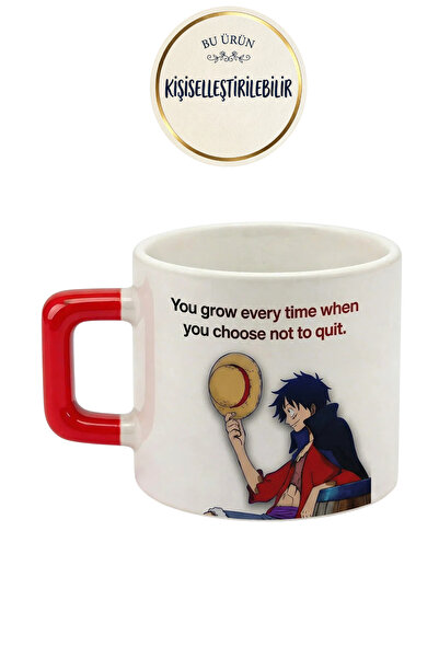 DeseneBak One Piece Luffy Baskılı Seramik Hediye Kupa Bardak Kişiye Özel Kişi...