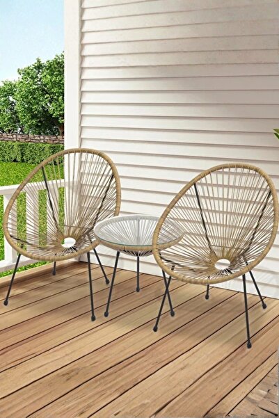 Generic Gray Outdoor Balcony Table with Chair 2+1