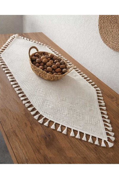 HOME ART ATELIER hand made Püsküllü Bohem Pamuklu Runner