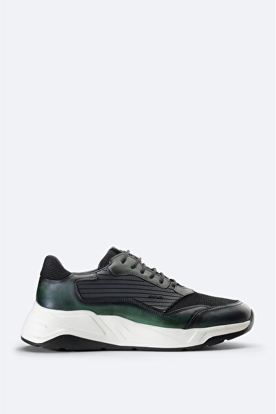 Avva حذاء كاجوال رجالي من الجلد الكاكي بنعل مرن ومفصل A32y8018