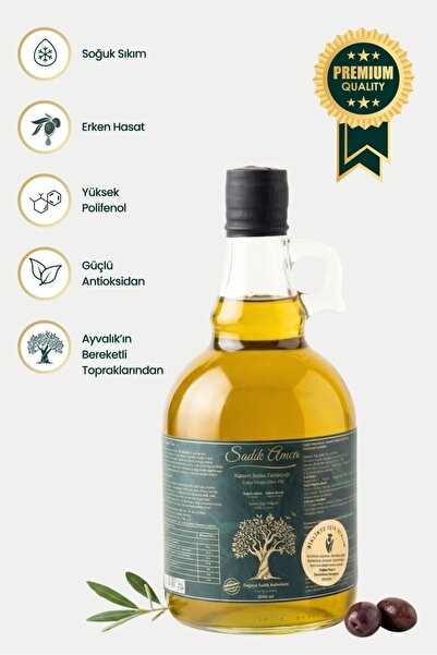 Sadık Amca Erken Hasat Soğuk Sıkım Natürel Sızma Zeytinyağı 1 Lt. Galon Cam Şişe